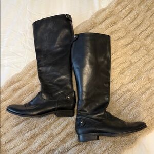 Frye Black Leather Heeled Boots